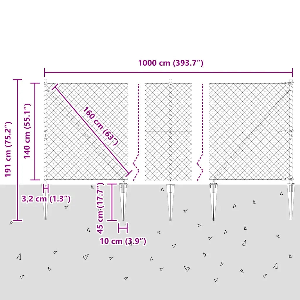Palo della recinzione Argento 10 x 1,4 m (rete 40 x 40 mm) 3351207