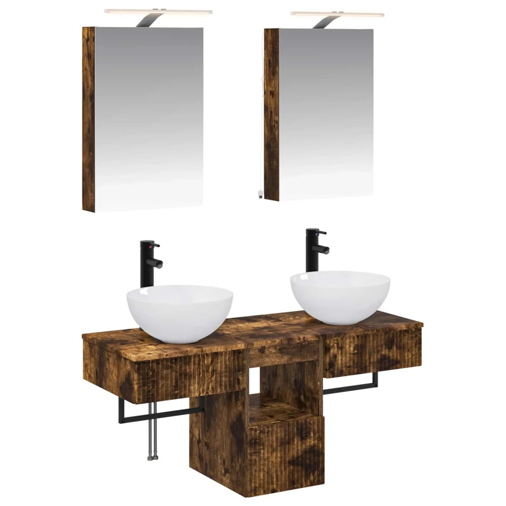 Set di Armadi da Bagno 5 pcs Rovere Fumo 40 x 10,5 x 60,5 cm 3406275