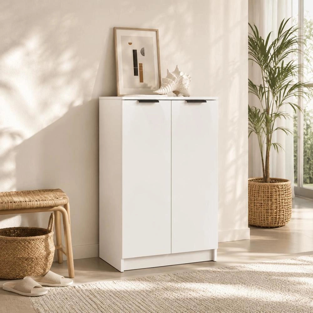 Shoe Cabinet, White, 59x35x100.5 Cm, Wood-based Material