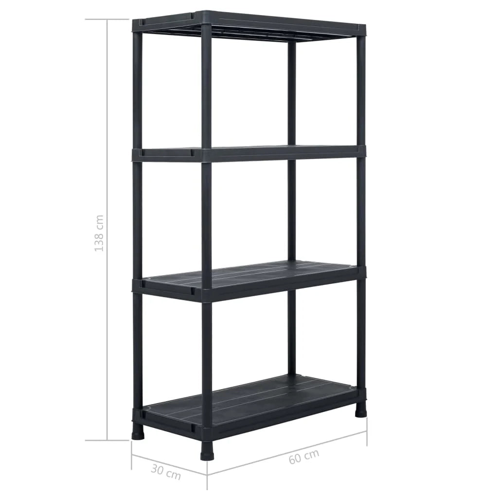Ripiano portaoggetti 100 kg 60 x 30 x 138 cm plastica nera 02_0000634