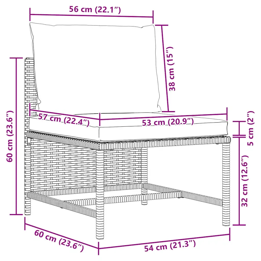 Set Divani da Giardino 3 pz con Cuscini in Polyrattan Grigio 313505