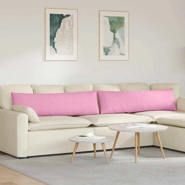 Cuscini da Divano 2 pz-Set di 2 Cuscini per Sofa Rosa 145 x 40 cm Tessuto