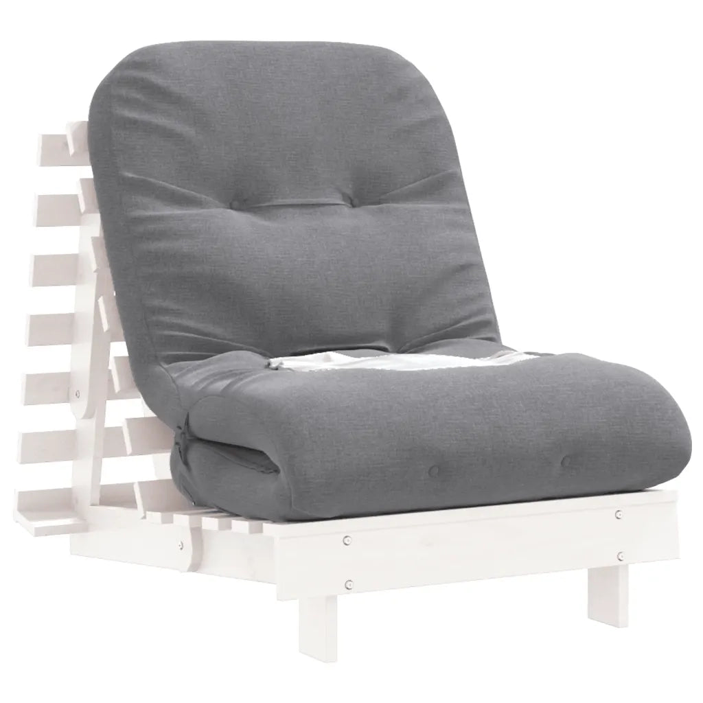 Divano Letto Futon con Materasso Bianco 70x206x11cm Legno Pino 846752