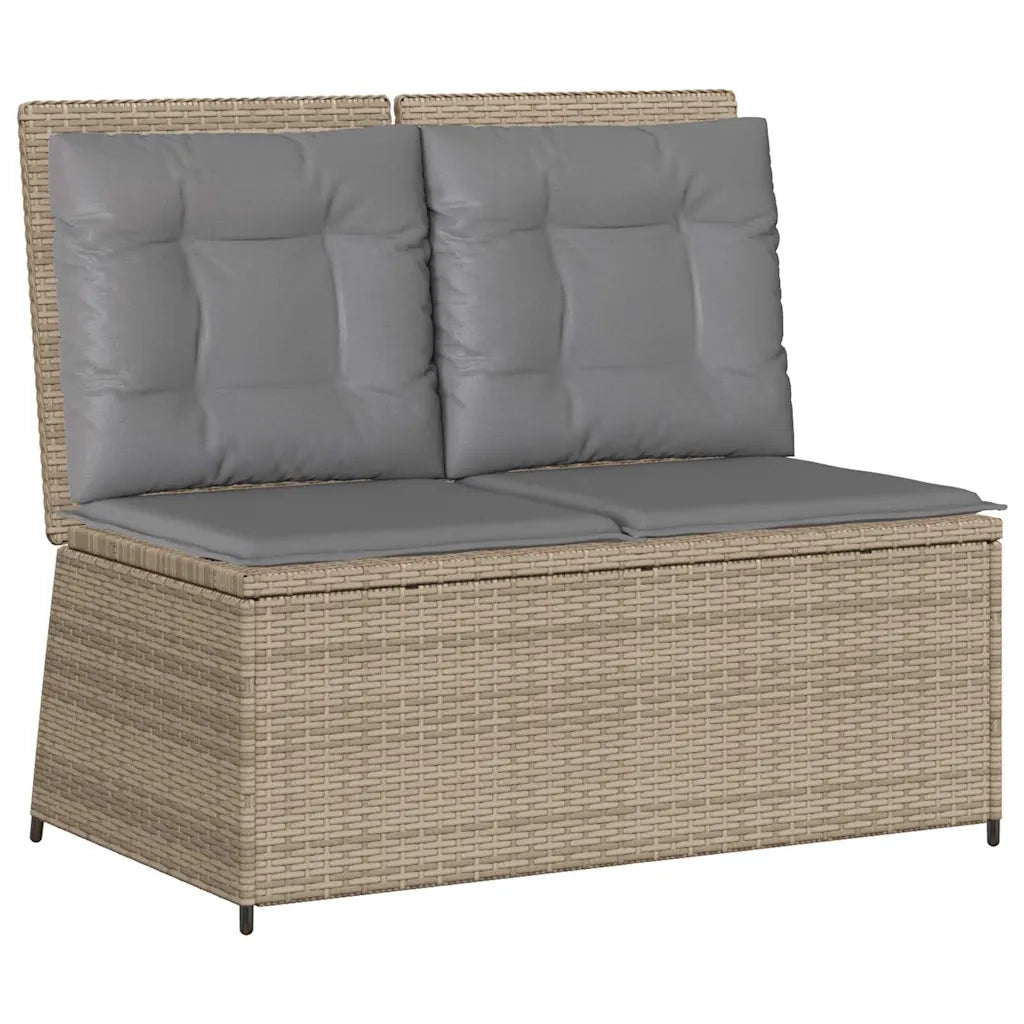 vidaXL Panca Reclinabile da Giardino con Cuscini Beige in Polyrattan