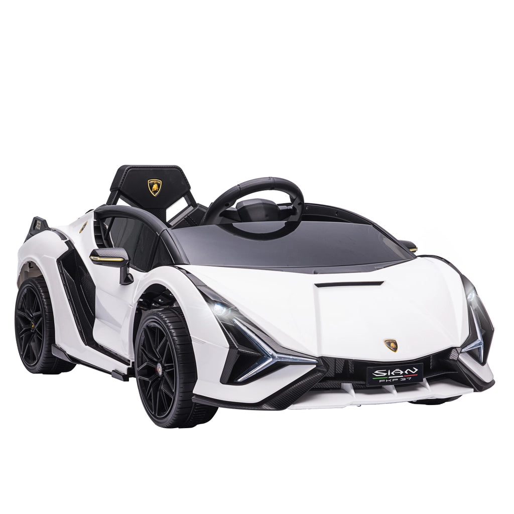 Auto elettrica per bambini 3-5 anni Lamborghini 12V ¨C zephmum ¨C Bianco