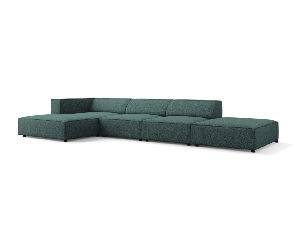 Cosmopolitan Design - Divano angolare sinistro "Arendal" 5 posti in ciniglia petrolio 