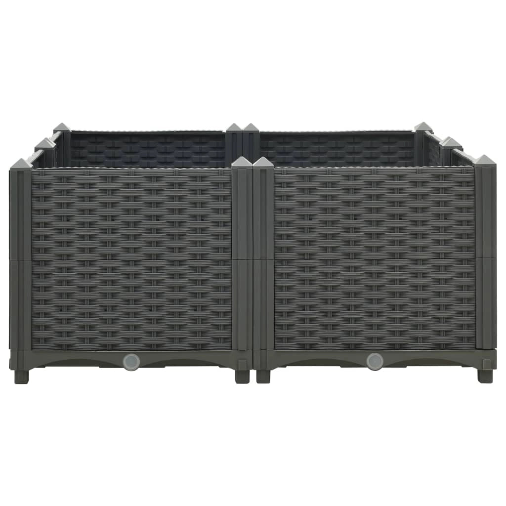 Fioriera rialzata per piante e fiori giardino 80 x 80 x 38 cm polipropilene grigio scuro 02_0000955