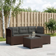 Divano da giardino 4 posti con cuscini aspetto rattan PP 3443947