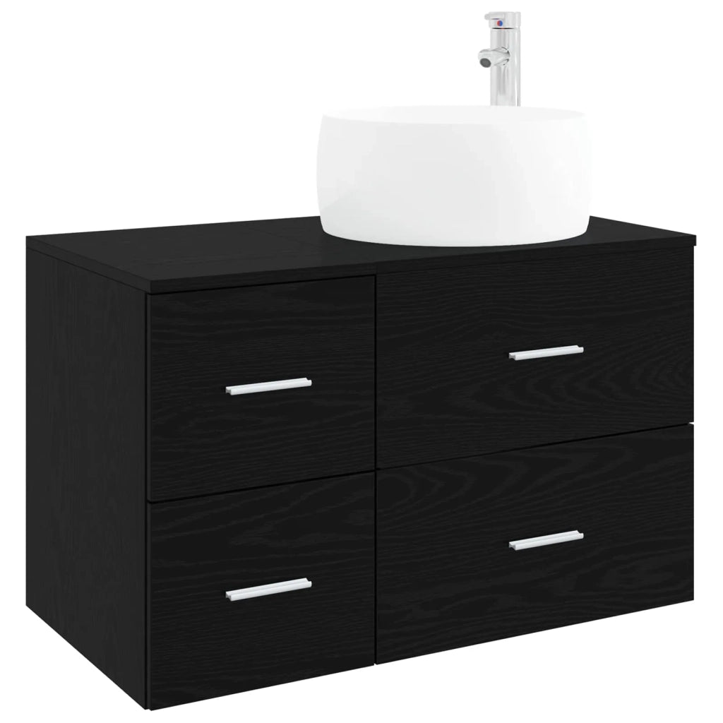 Set di mobili per il bagno 2 pz Rovere Nero 3404001