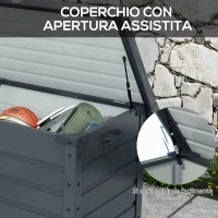 Baule da Esterno da 295L con Serratura e 2 Maniglie, in Acciaio Zincato, 120x62x66 cm, Grigio Scuro