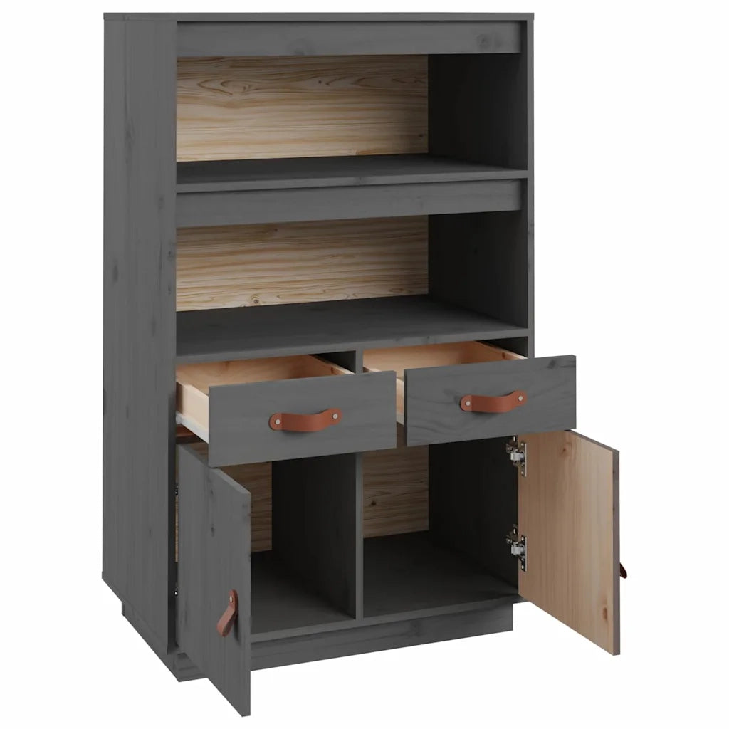 Credenza | Madia | Buffet da pranzo | Armadio da pranzo Grigia 67x40x108,5 cm in Legno Massello di Pino