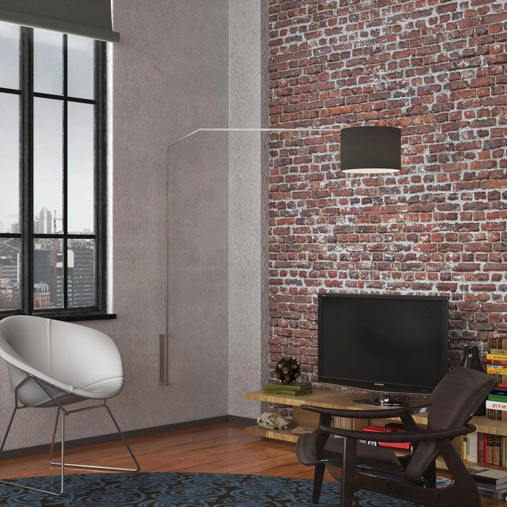 Piantana Contemporanea Slope Metallo Cromo Tessuto Nero 1 Luce E27