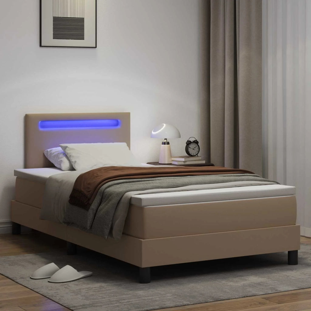 Letto a molle Cappuccino 120 x 190 cm Pelle sintetica