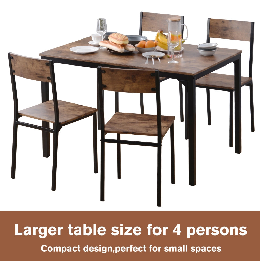 Set da pranzo salvaspazio marrone con tavolo e sedie, 108 x 65 cm