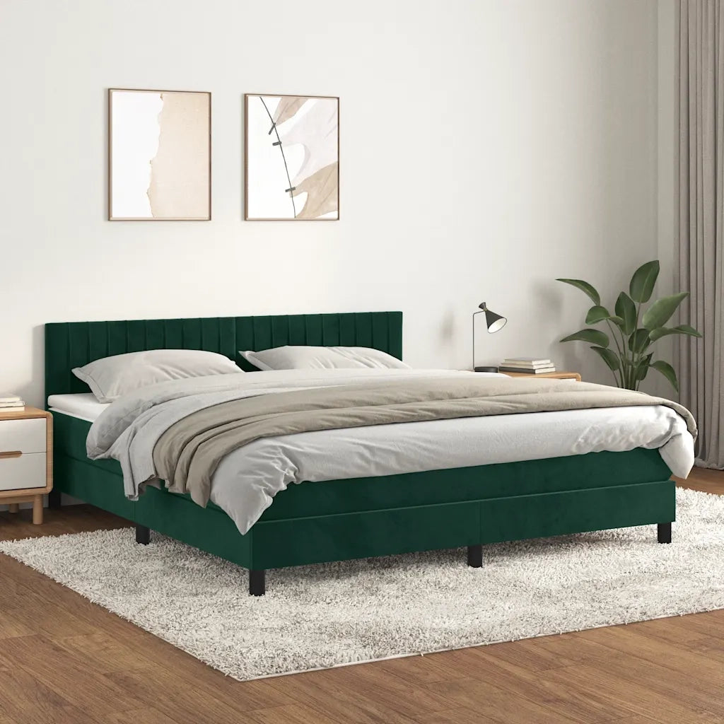 Giroletto a Molle con Materasso Verde Scuro 160x200 cm Vellutocod mxl 99667