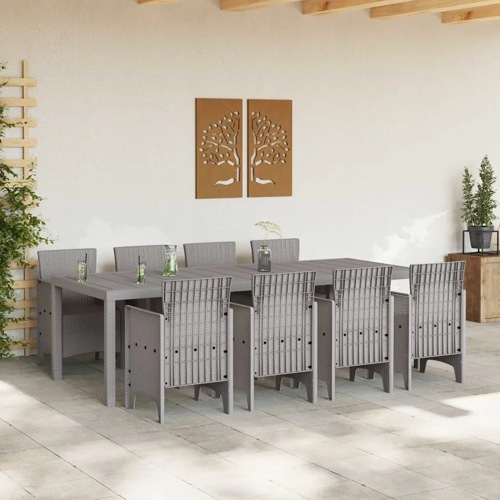 Set da Pranzo per Giardino 9 pcs Bianco Polipropilene
