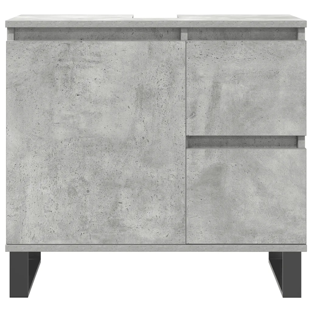 Set Mobili da Bagno 3 pz Grigio Cemento in Legno Multistrato