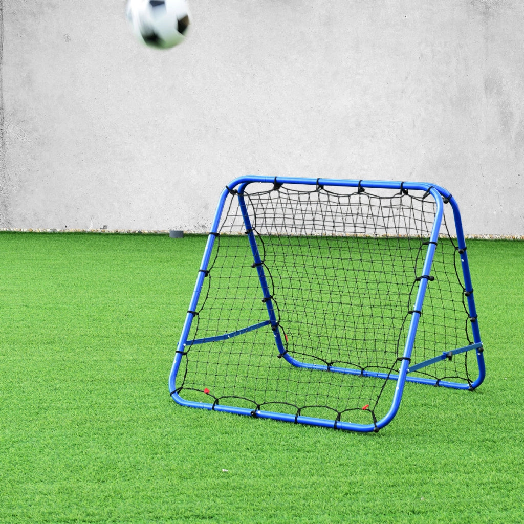 Rete di rimbalzo per calcio pieghevole con angoli regolabili, Rete di rimbalzo per calcio con picchetto u interno esterno Blu-Ricreazione outdoor