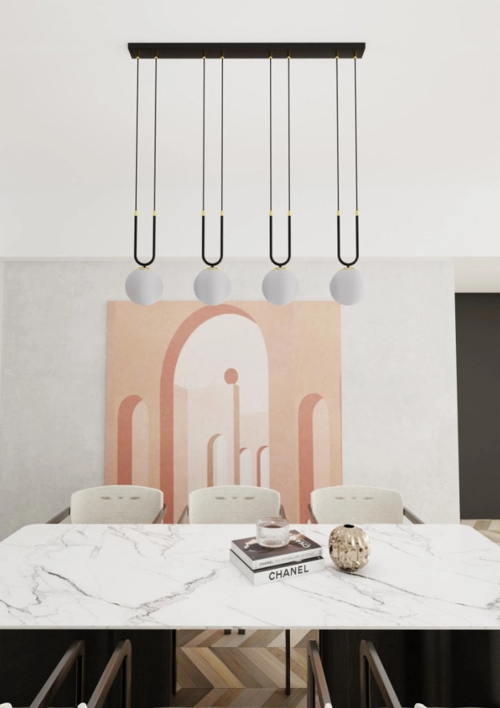 Lampadario Emibig Glam 4xE14 in vetro nero opale oro