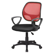 Sedia da ufficio Filiberta, Poltrona operativa a rete con braccioli, Seduta ergonomica da ufficio, 56x57h88/100 cm, Nero e Rosso