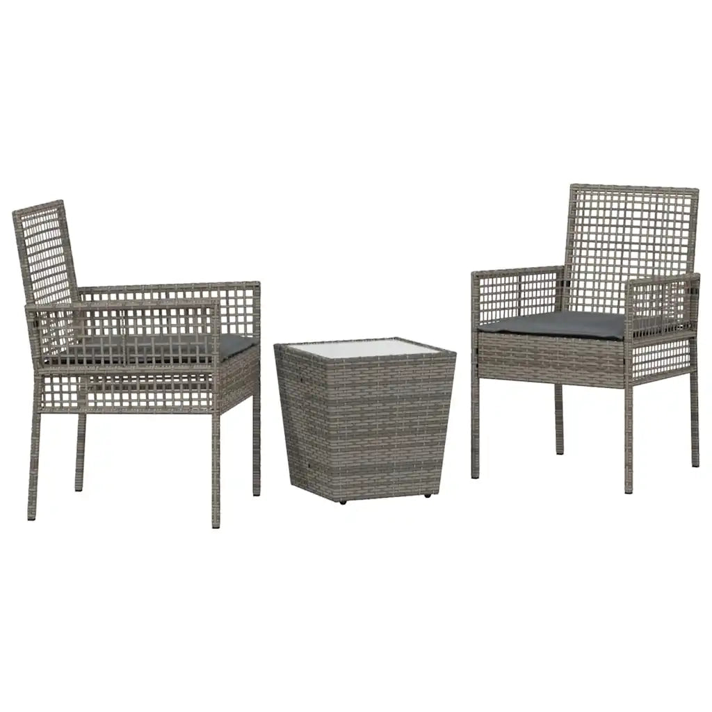 Set Bistro da Giardino 3 pz | Set Salotto da Giardino Grigio polyrattan