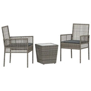 Set Bistro da Giardino 3 pz | Set Salotto da Giardino Grigio polyrattan