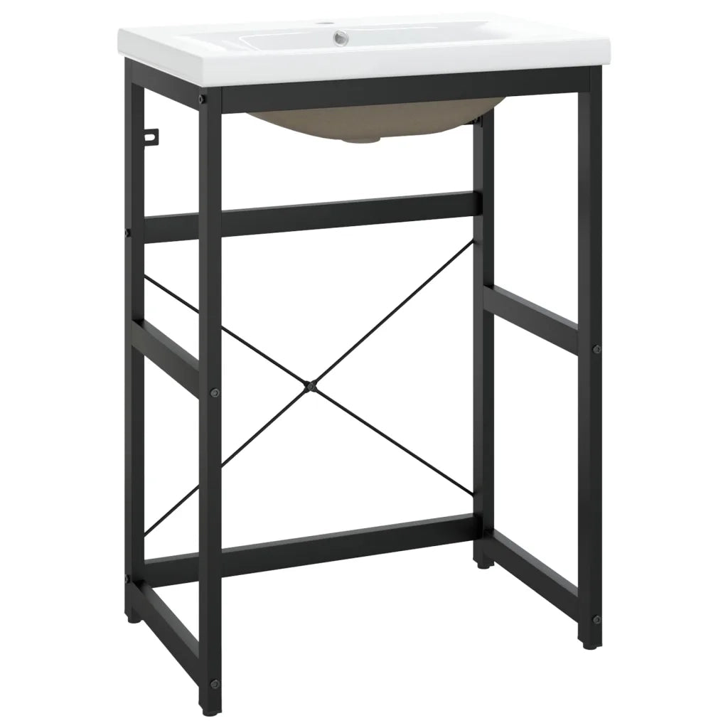 Telaio per Lavabo da Bagno con Lavabo Integrato Nero in Ferro CFW4457363