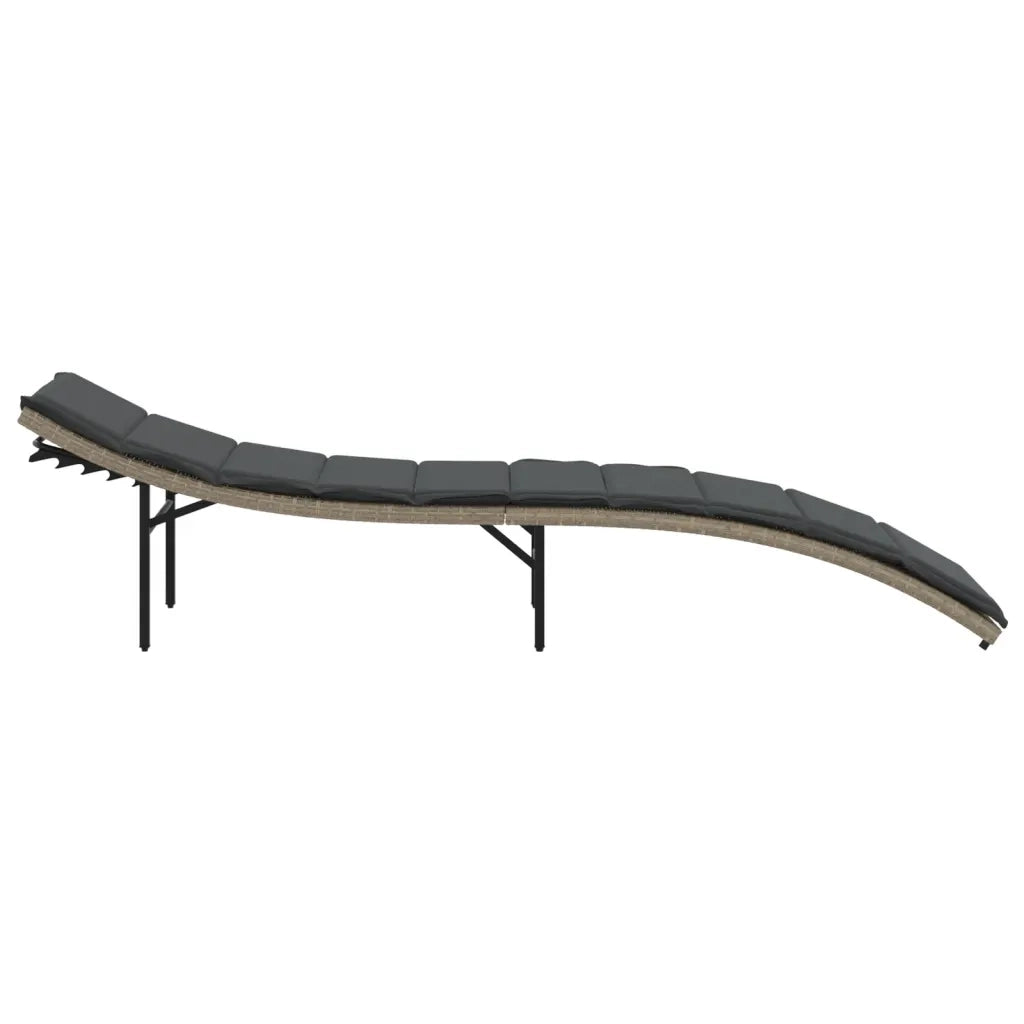 Lettino Prendisole con Cuscino Grigio 55x199x50cm in Polyrattan 368250