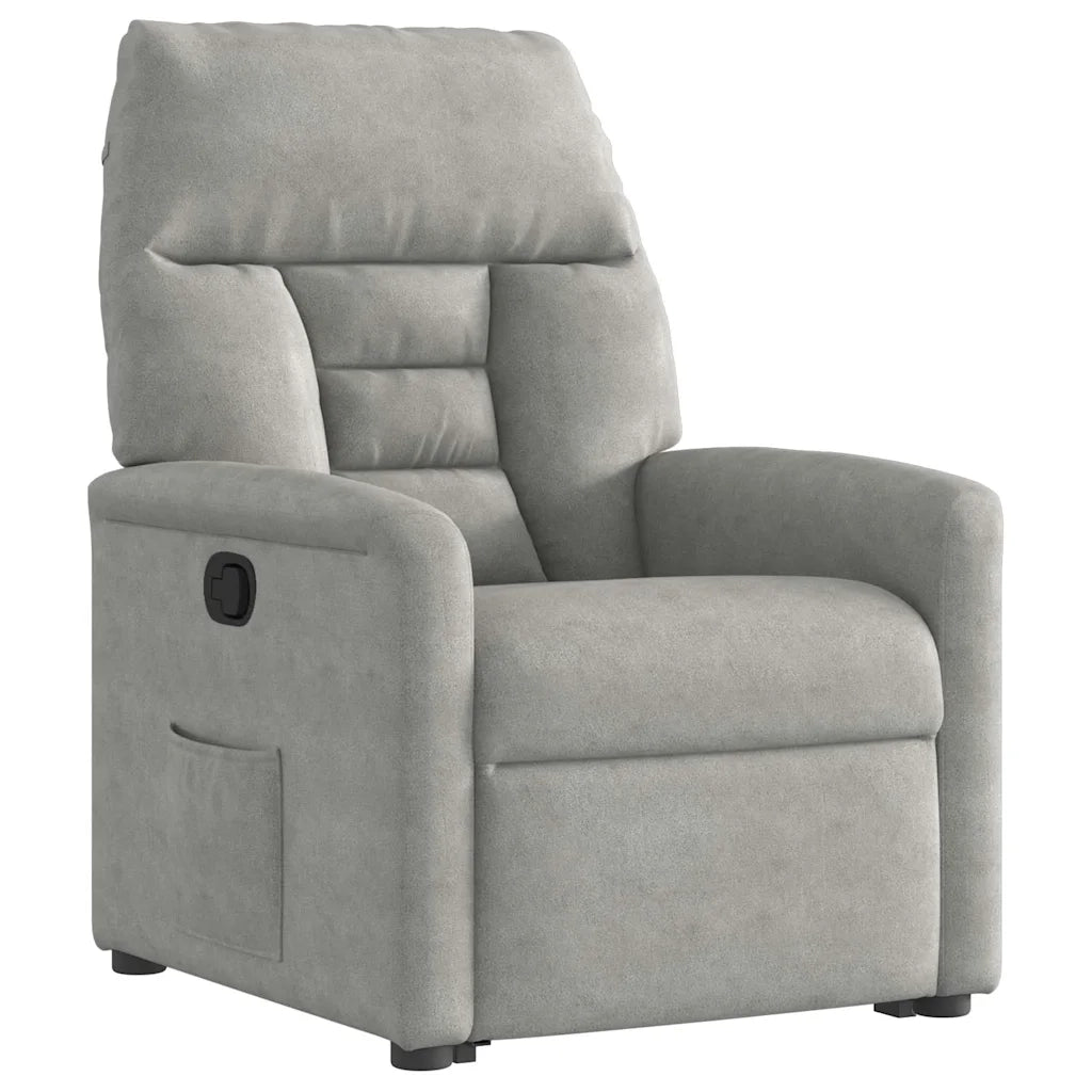 Poltrona Alzapersona Reclinabile Grigio Chiaro Microfibra 3303088