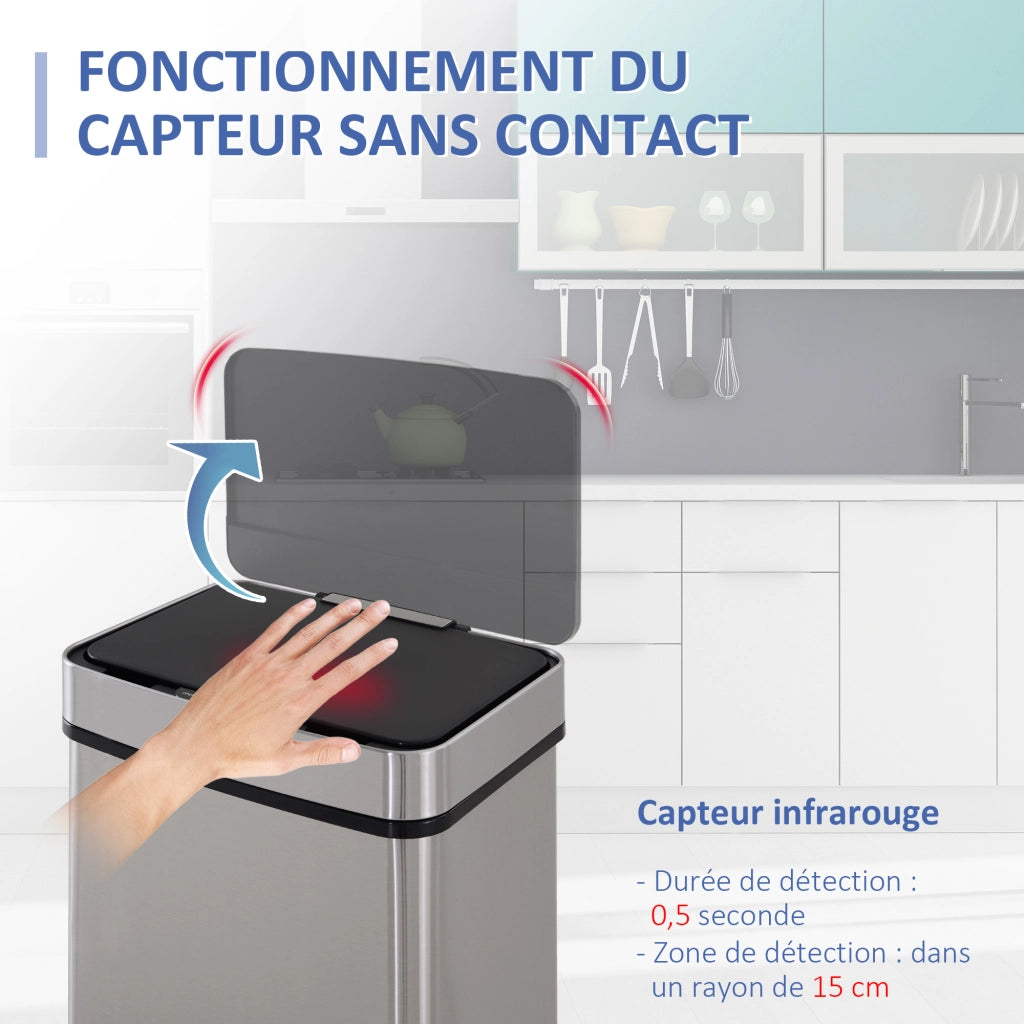 Cestino per rifiuti a 3 scomparti con apertura automatica ¨C zephmum ¨C 42x30x81 cm
