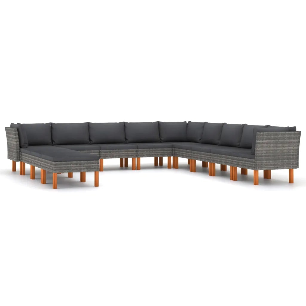 Set Divani da Giardino 12 pz con Cuscini in Polyrattan Grigio cod mxl 44520