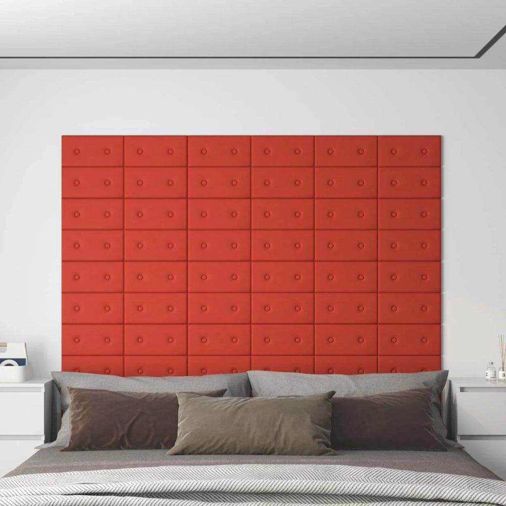 Testiera da Parete 12 pcs Rosso 30 x 15 cm Pelle Sintetica 42046508