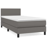 Letto singolo | Letto per adulti | Giroletto a Molle con Materasso Grgio 90x200 cm in Similpelle