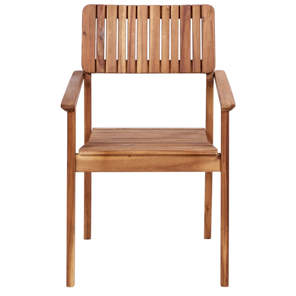 Set di 2 sedie da pranzo da giardino in legno chiaro di acacia per esterni