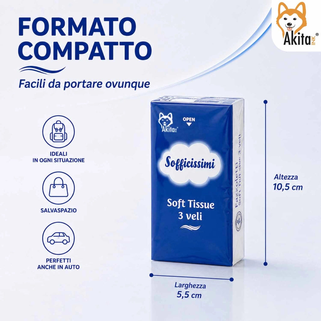 Akitaink 1000 Fazzoletti Soft Tissue 3 Veli Made in Italy