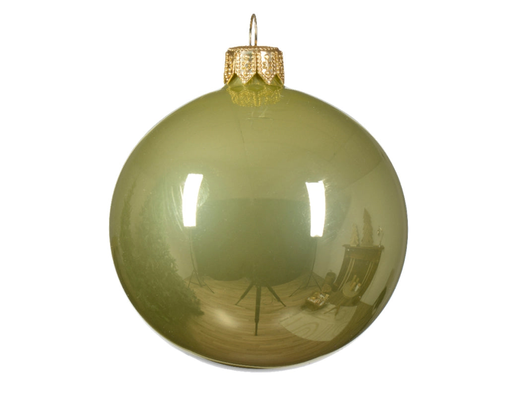 Box Da 6 Palline Di Natale Gioielli Di Vetro Smaltato Colore Pistacchio 8Cm