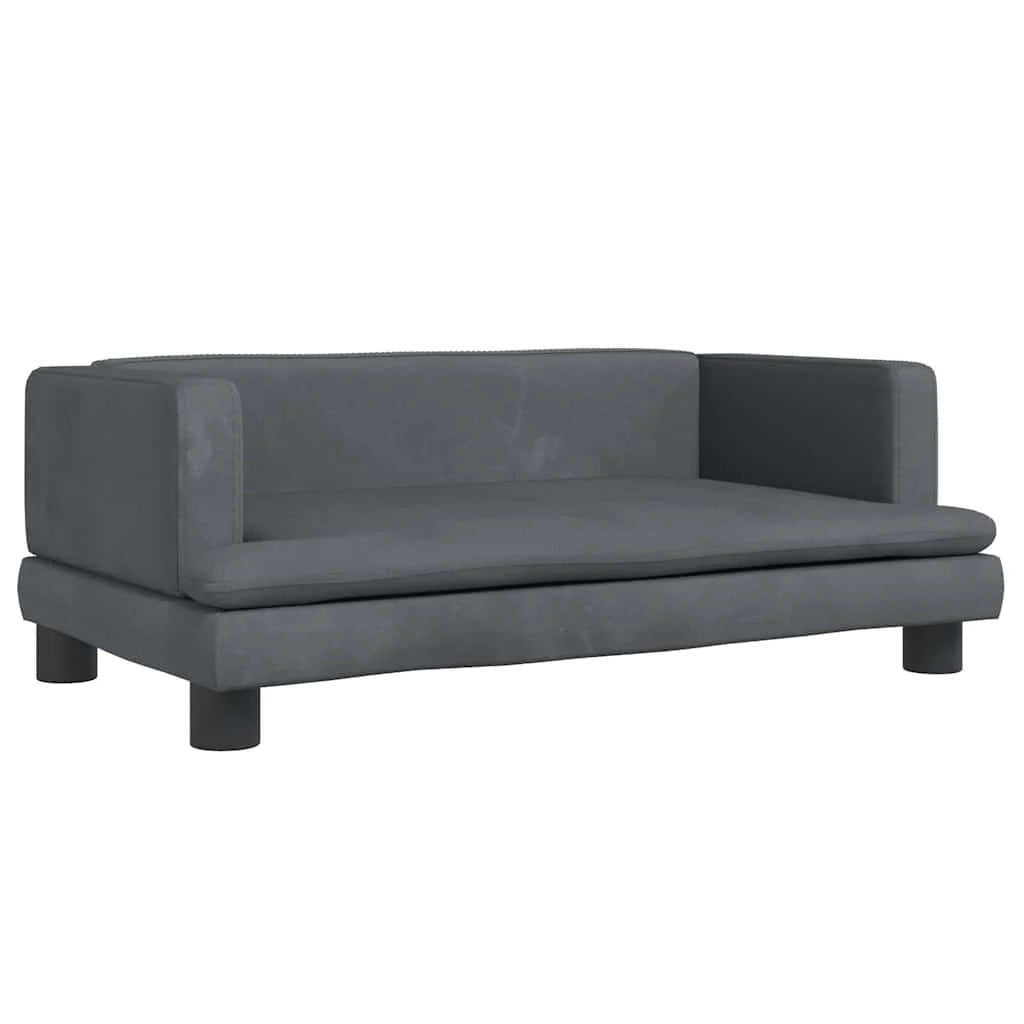 Cuccia per cani comoda cesta da divano scura 80 x 45 x 30 cm velluto grigio 02_0043184