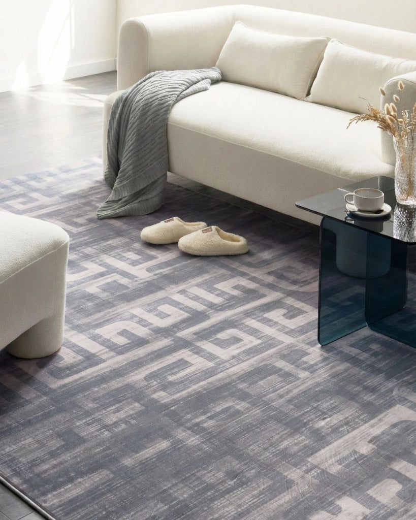 Tappeto grigio Tessuto 200 x 300 cm Motivo geometrico moderno Soggiorno Camera da letto Per riscaldamento a pavimento Fondo antiscivolo