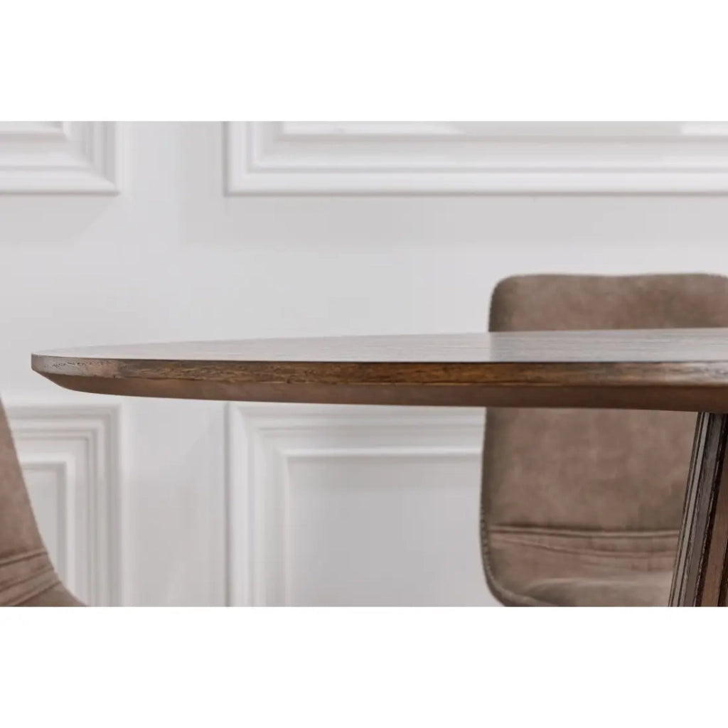Tavolo da pranzo KANOVA 120 cm – Piano rotondo in rovere scuro e piede centrale design – Stile contemporaneo