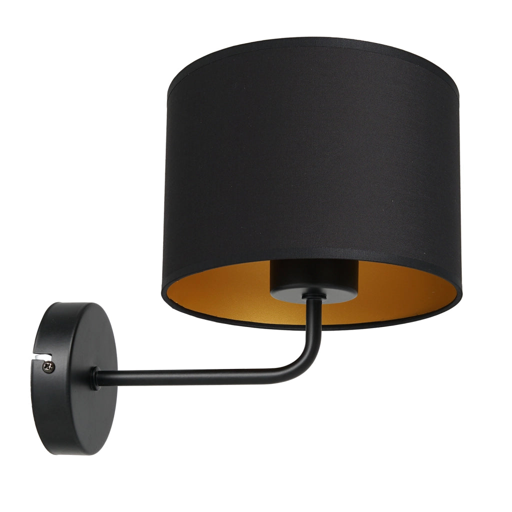 Applique Arden nera tessuto interno oro 1xE27 15W Luminex