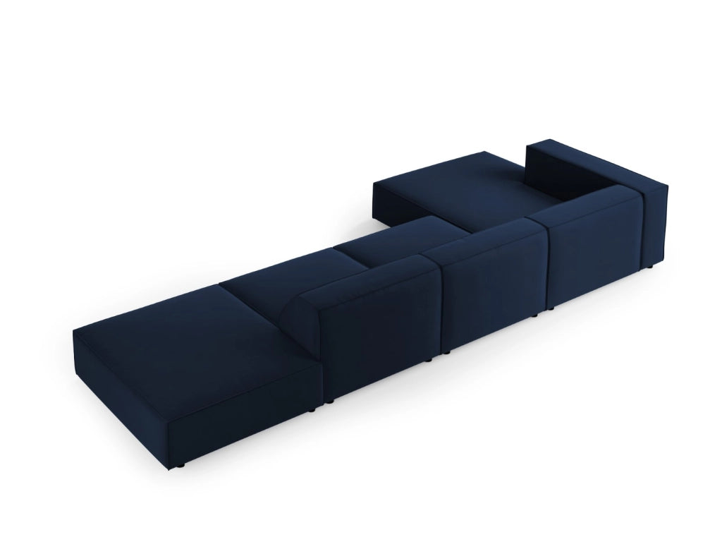 Cosmopolitan Design - Divano angolare sinistro "Arendal" 5 posti in velluto blu reale 