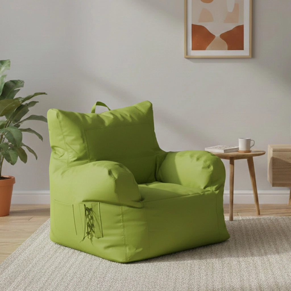 Poltrona imbottita con Ossidiana, colore verde, Misure 80 x 80 x 80 cm