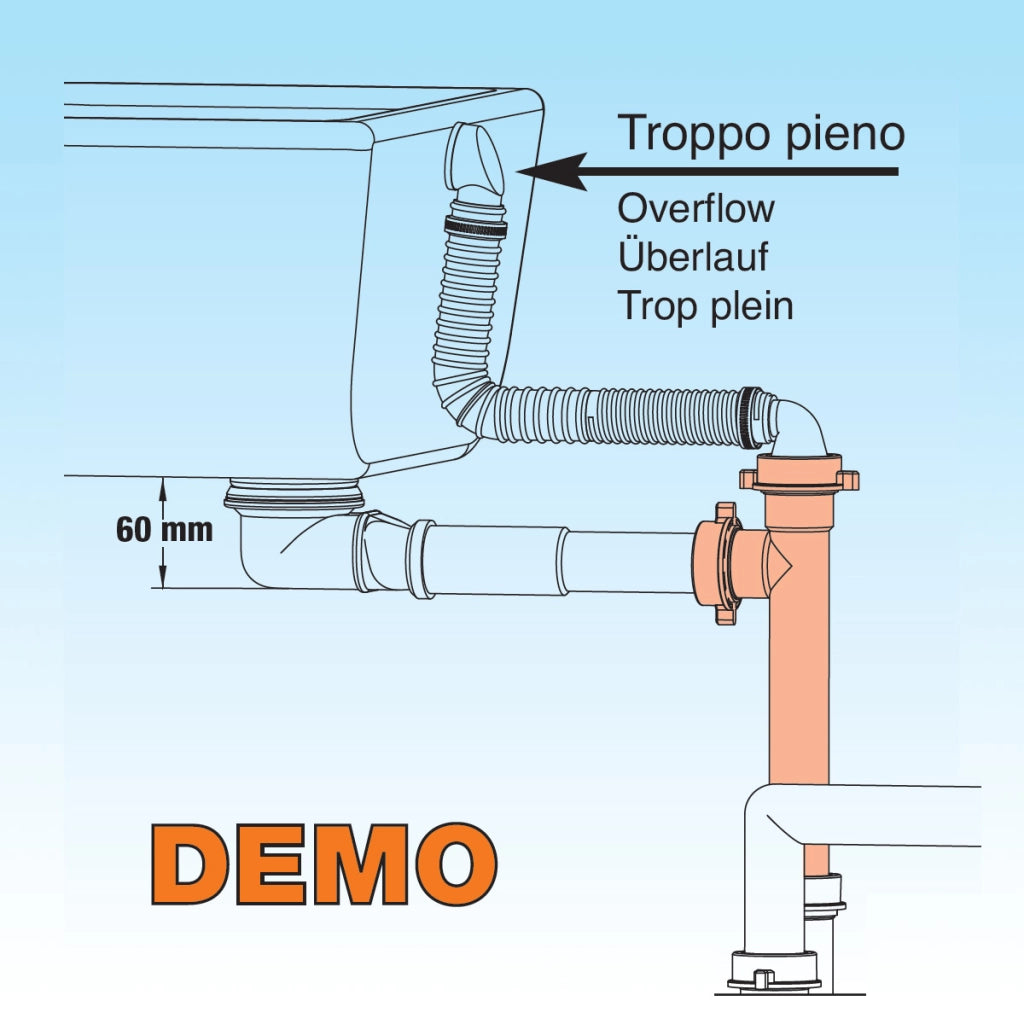 SIFONE SALVASPAZIO PER LAVABO CON raccordo e portagomma 1 - 11/4 D. 32-40 mm LIRA