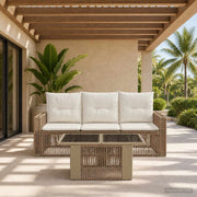 Set Divano da Giardino 4 pz Beige e Bianco Crema polyrattan 3436740
