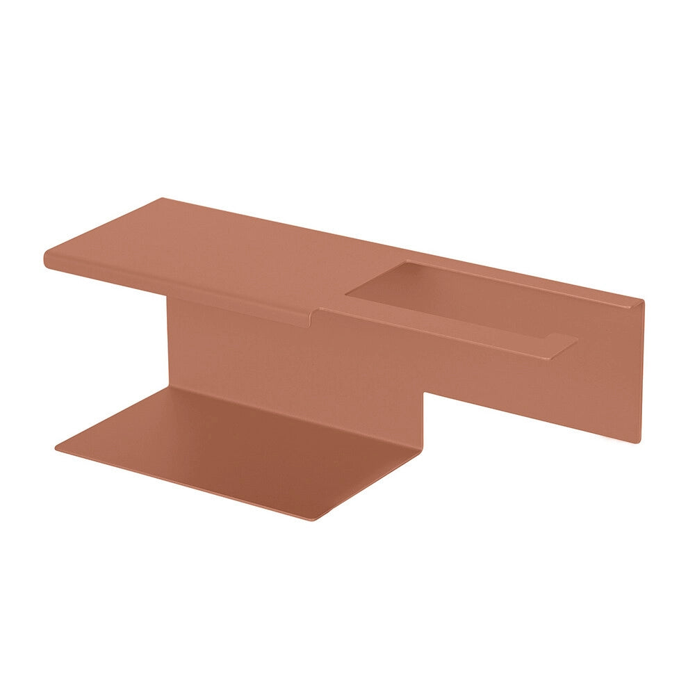 Porta rotolo con mensola bagno terracotta in acciaio senza fori Rea