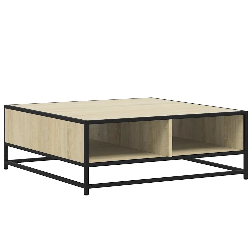 Tavolino Rovere Sonoma 80x80x30 cm in Truciolato e Metallo