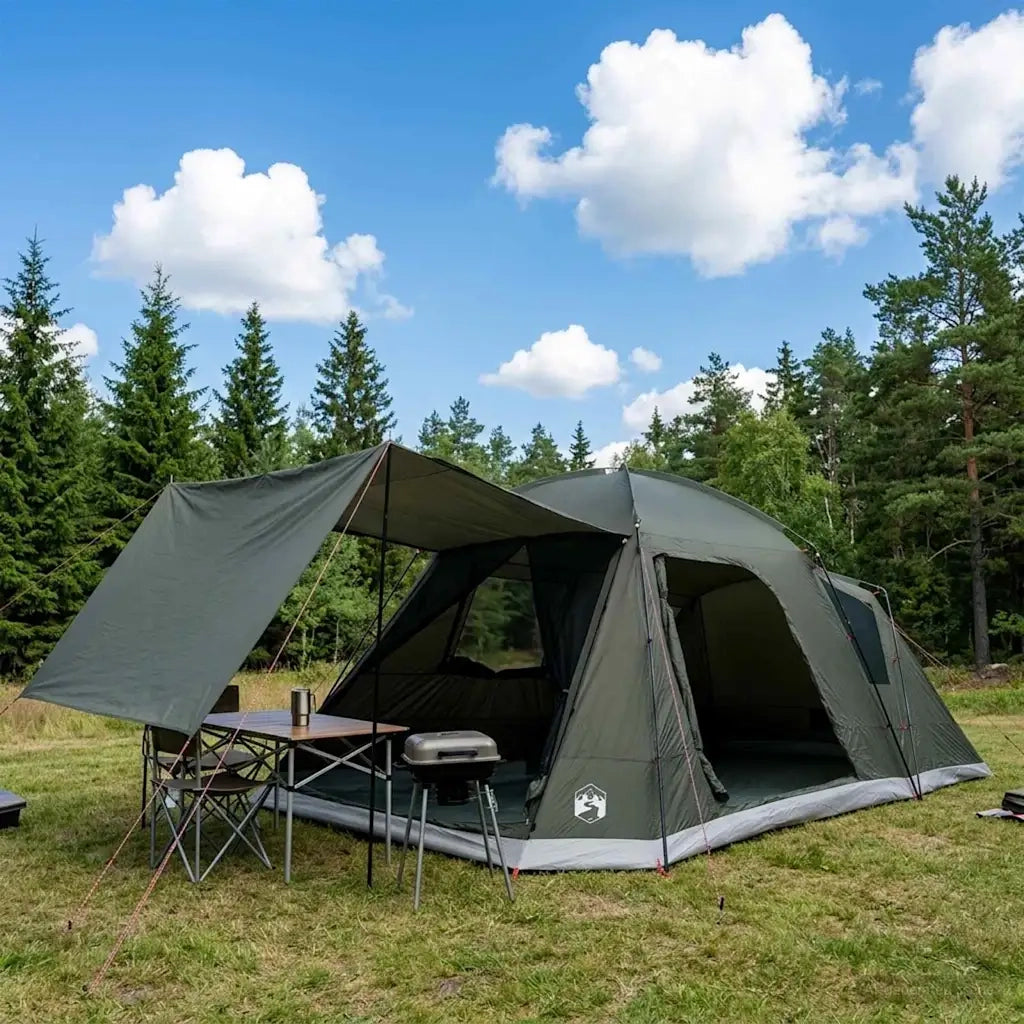 Tenda Capanna Verde militare 12-Persone Poliestere e Acciaio 42028574