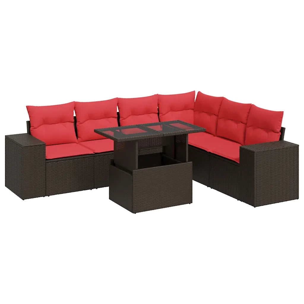 Set Divani Giardino 14 pz con Cuscini Polyrattan Acacia Marrone