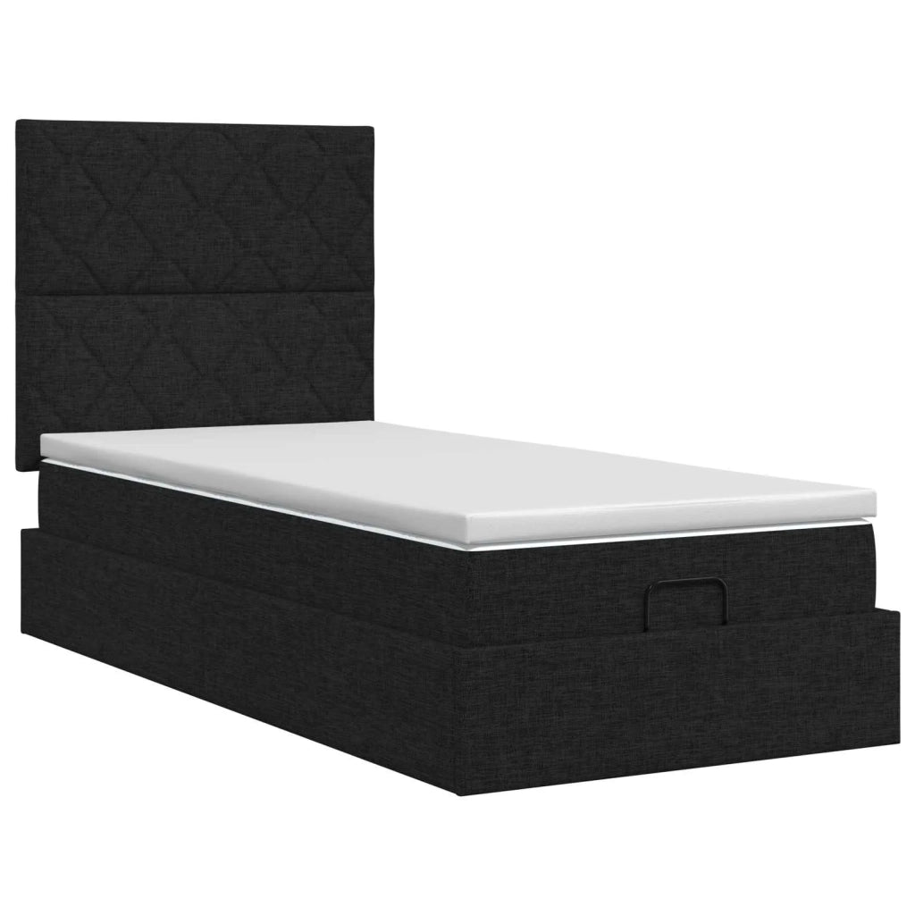 Letto ottomano con materasso Nero 80 x 200 cm Tessuto 3457530