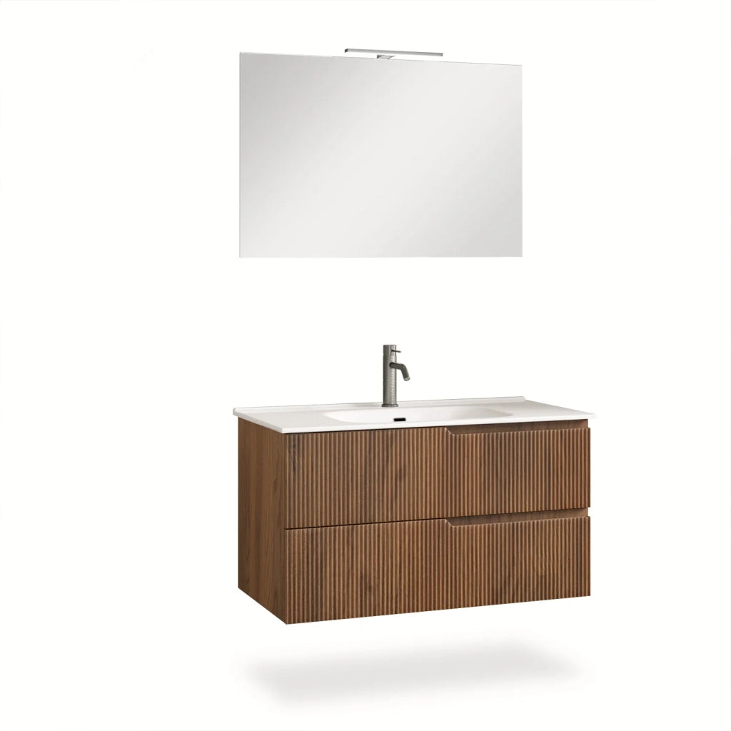 Mobile bagno composizione 4 pezzi L.91 P.46,5 H.190 cm VENERE colore rovere rio